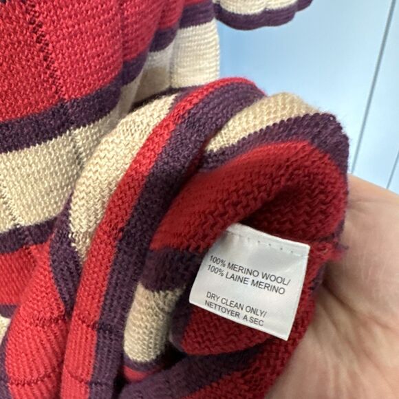 Trina Turk Midi Sweater Dress Womens Large‎ Marino Wool  Long Stripped Tie - Picture 5 of 12